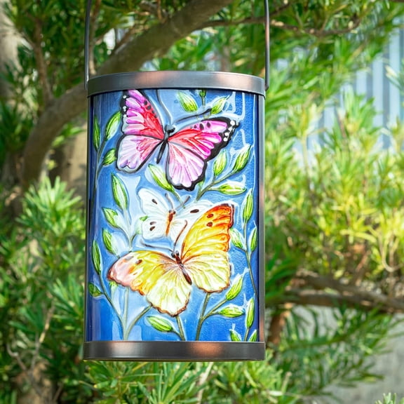 MUMTOP Solar Lantern 14.75" Butterfly LED Lamp,Decorative Lantern,Hanging Lights for Garden, Patio, Tabletop Decor