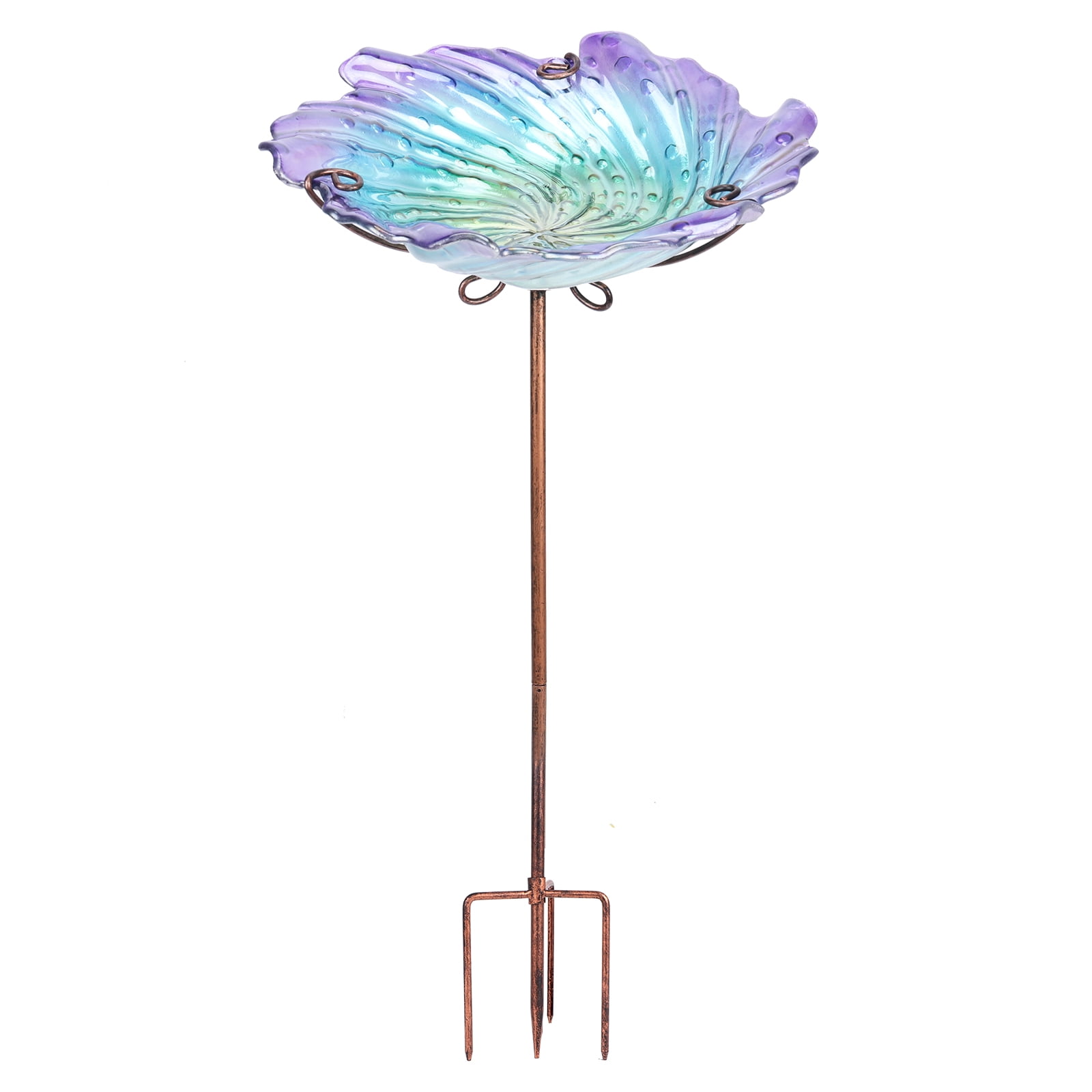 MUMTOP Waterproof Durable Outdoor Glass Bird Baths with Metal Stake Birdbaths