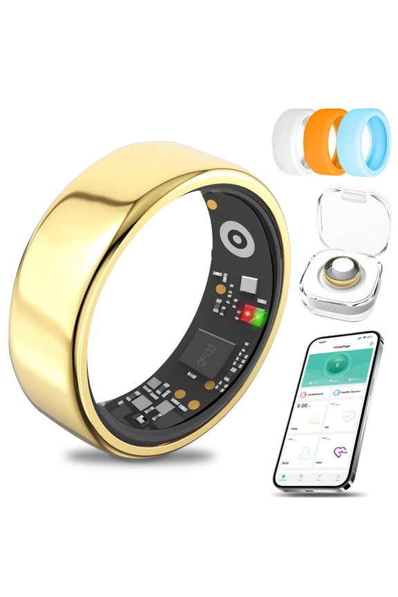 MUMUCREAM Mart Ring | Fitness Tracking Ring | Sleep Monitor | 5-Day Battery | No Subscription | Gold, Size 10