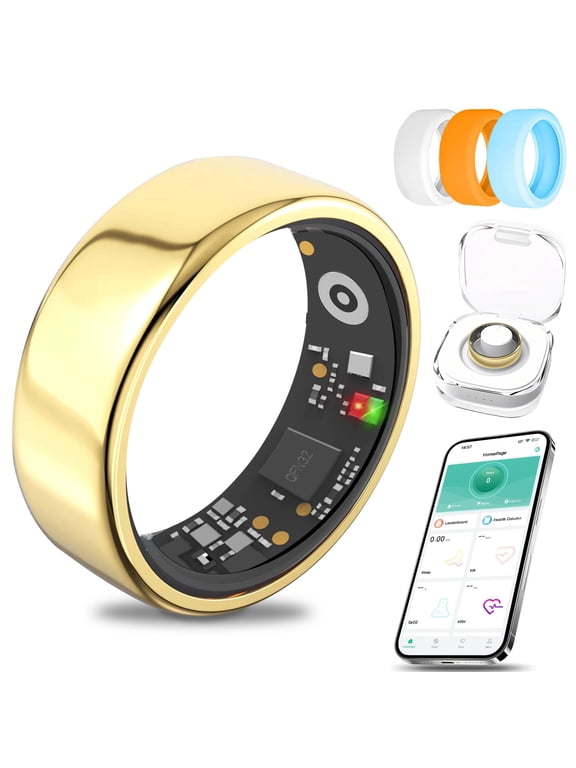 MUMUCREAM Mart Ring | Fitness Tracking Ring | Sleep Monitor | 5-Day Battery | No Subscription | Gold, Size 7