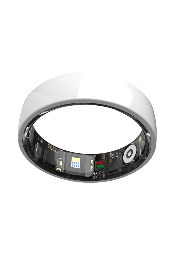 Mart Ring for Women Men - Fitness & Sleep Tracker, Step Counter, Calories, Distance, 5ATM+IP68 Waterproof, Ceramic Finish, 5-Day Battery, No Subscription (White 11)