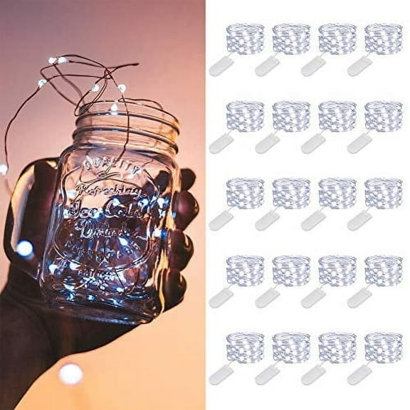 MUMUXI Fairy String Lights, Cool White, 3.3 ft 20-LED, 20-Pack, Battery Operated
