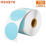 MUNBYN 2 Inch Blue Circle Thermal Sticker Labels, Self-Adhesive Round Direct Thermal Labels, 750 Labels/1 Roll, for DIY Logo Design, QR Code, Name Tag