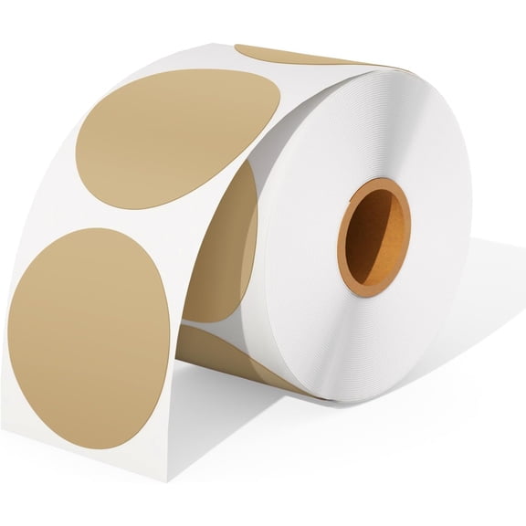 MUNBYN 2 Inch Brown Circle Thermal Sticker Labels, Self-Adhesive Round Direct Thermal Labels, Multi-Purpose Roll Sticker Labels for DIY Logo Design, QR Code, Name Tag, Brown 750 Labels/1 Roll
