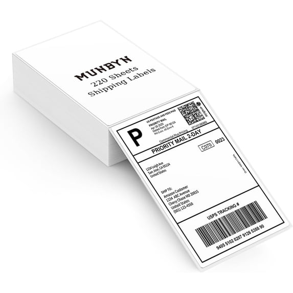 MUNBYN 4"x6" Direct Thermal Shipping Labels, for Thermal Printers and Packages, Commercial Grade,220 Sheets per Stack
