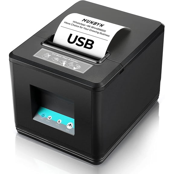 MUNBYN 80mm USB Receipt Printer, POS Printer with Auto Cutter ESC/POS Command Support Windows Mac(Only USB Interface)
