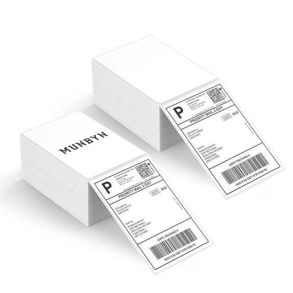 MUNBYN Blue 4x6 Inch Direct Thermal Labels, 500 Labels/Stacks, Fanfold Shipping Label Paper for Thermal Printers, Permanent Adhesive Mailing Postage Labels for Shipping Packages