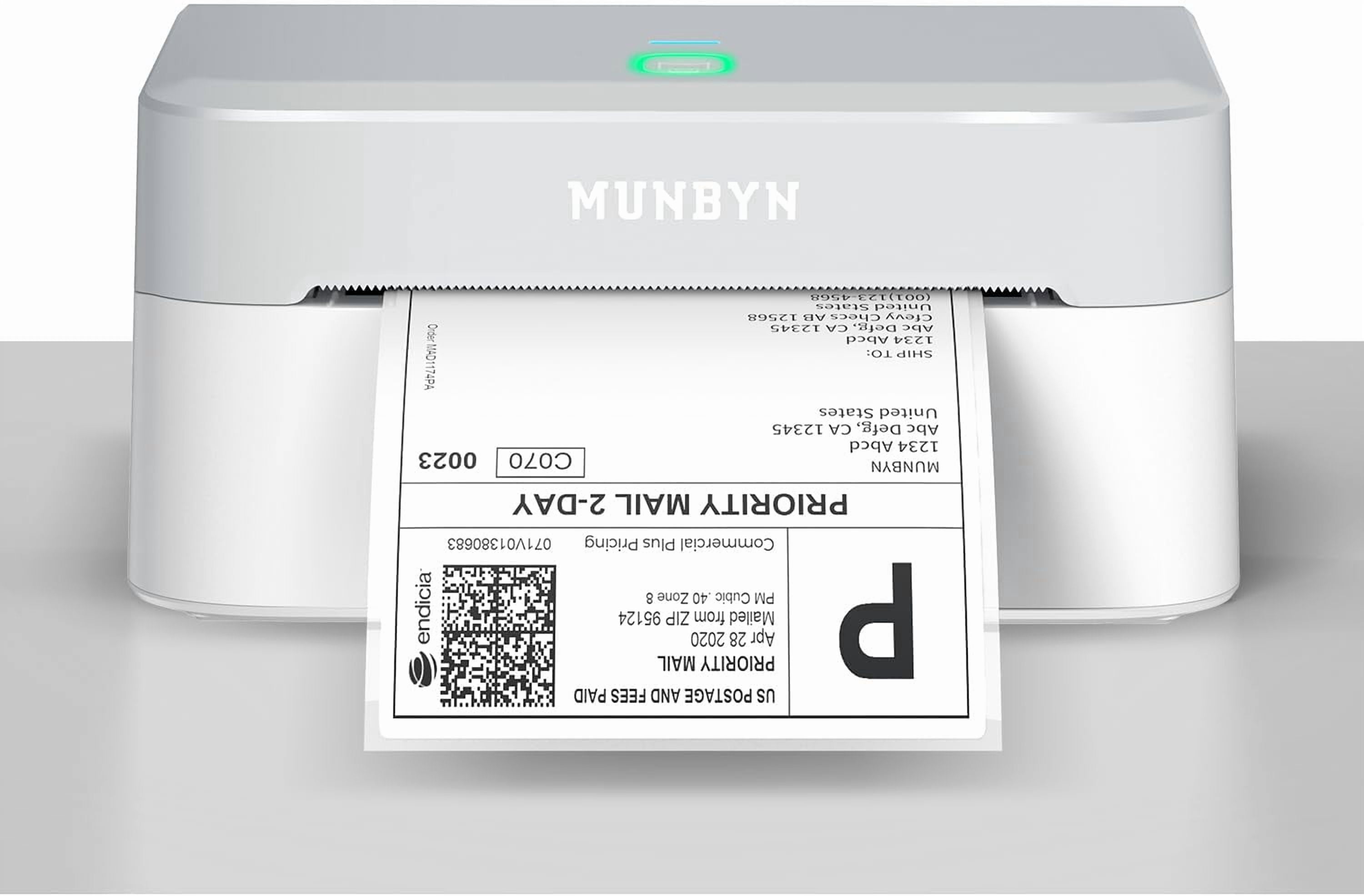 MUNBYN Bluetooth Thermal Label Printer RW403B Wireless 4x6 Shipping Label Printer for Small Business Compatible with Android,IPhone Windows Mac Chromebook Width 1.57"-4.25" (Grey)