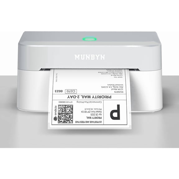 MUNBYN Bluetooth Thermal Label Printer RW403B Wireless 4x6 Shipping Label Printer Compatible with Android, iOS & Windows Chromebook (Grey)