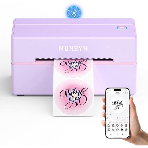 MUNBYN Bluetooth Thermal Label Printer, Wireless 4x6 Shipping Label Printer | Work for Shipping Packages Small Business Office or Home