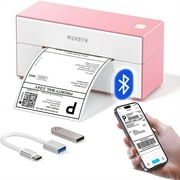 MUNBYN Bluetooth Thermal Shipping Label Printer, 4x6 Pink Label Printer for Shipping Packages, Compatible with iOS, Android, PC,  Etsy, Ebay, Shopify, USPS