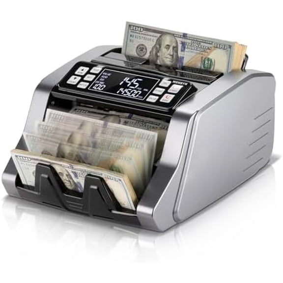 MUNBYN IMC20 Money Counter Machine with Value Count, UV/MG/IR/MT Counterfeit Detection for Dollar/Euro Bill Counter, Add/Batch/Value Mode Cash Counter, LED External Display, 2Y Protection$$Office