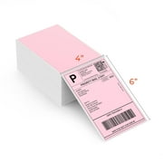 MUNBYN Pink 4x6 Inch Direct Thermal Labels, 500 Labels/Stacks, Fanfold Shipping Label Paper for Thermal Printers, Adhesive Mailing Postage Labels for Shipping Packages