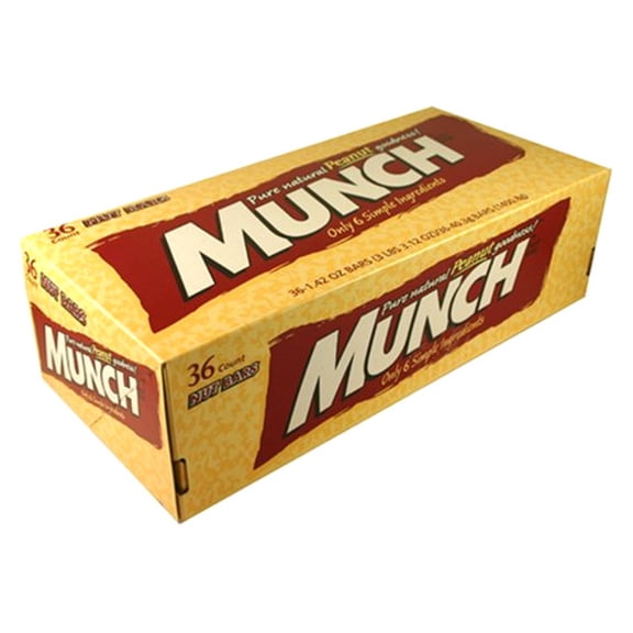 MUNCH Peanut Bar Candy, Crunchy Peanut Candy Bars, 36 Count Display Box