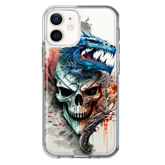 MUNDAZE Apple iPhone 11 Fantasy Blue Dragon Dream Skull Double Layer Phone Case Cover