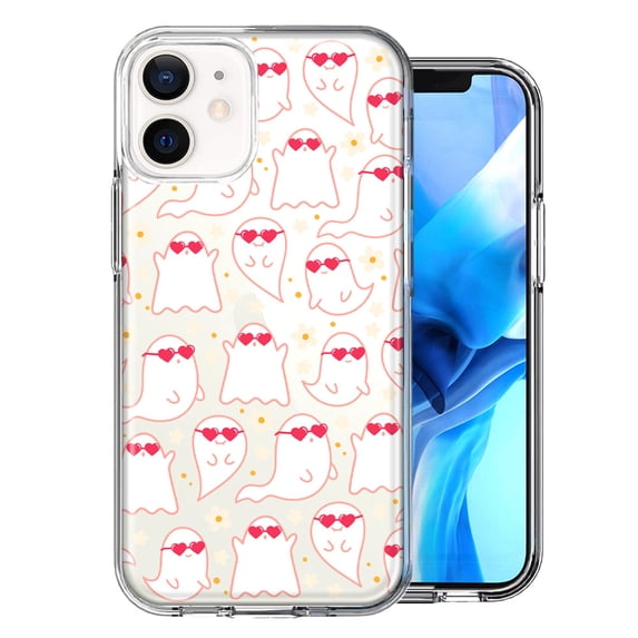 MUNDAZE Apple iPhone 12 Mini Floating Heart Glasses Love Ghosts Vaneltines Day Cutie Daisy Double Layer Phone Case Cover