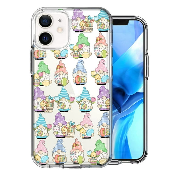 MUNDAZE Apple iPhone 12 Pastel Easter Cute Gnomes Spring Flowers Eggs Holiday Seasonal Double Layer Phone Case Cover