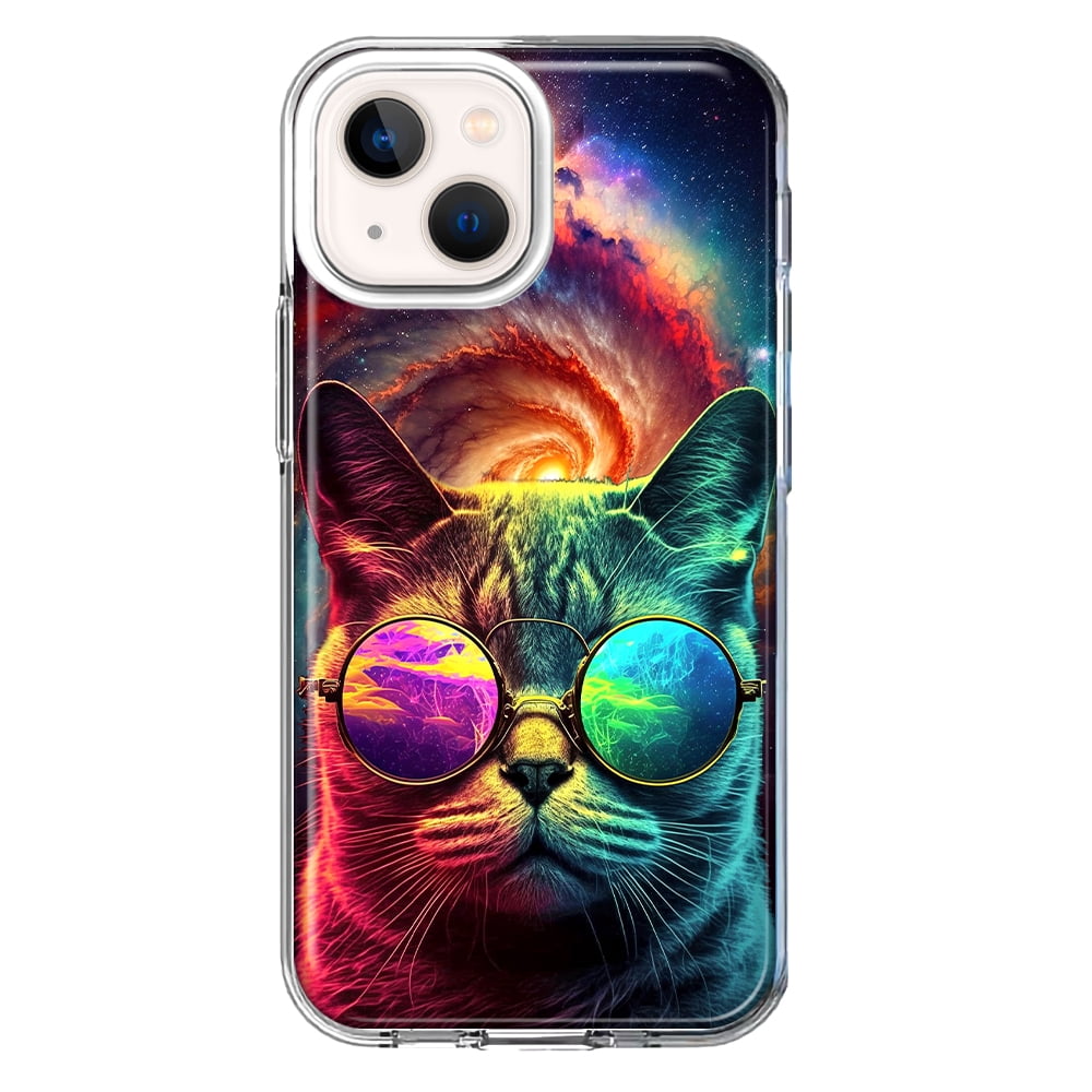 iPhone・スマホケース Society6 Rainbow Eye MUNDAZE Apple iPhone 13 Neon Rainbow Galaxy Cat Shockproof
