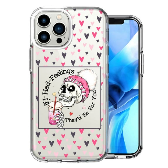 MUNDAZE Apple iPhone 13 Pro Pink Dead Valentine Skull Frap Hearts If I had Feelings They'd Be For You Love Double Layer Phone Case Cover