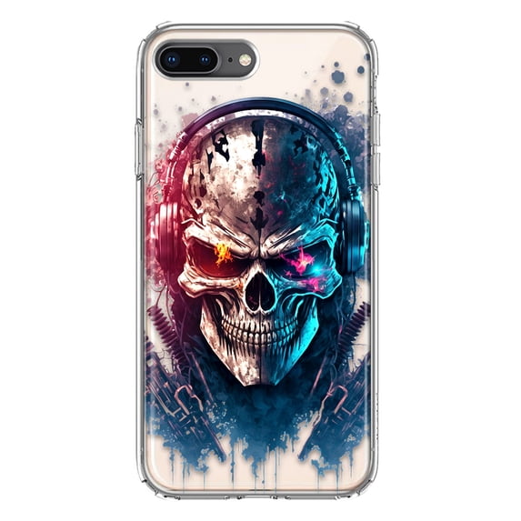 MUNDAZE Apple iPhone 7/8 Plus Cyberpunk Machine Headphones Skull Double Layer Phone Case Cover