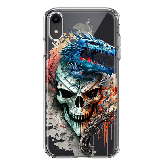 MUNDAZE Apple iPhone XR Fantasy Blue Dragon Dream Skull Double Layer Phone Case Cover