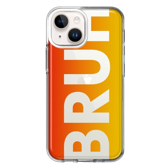 MUNDAZE Case for Apple iPhone 15 Plus Hybrid Shockproof Slim Hard Soft TPU Shell Heavy Duty Protective Phone Cover - Orange Red Clear Funny Text Quote Bruh