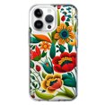 thumbnail image 1 of MUNDAZE Case for Apple iPhone 15 Pro Max Slim Hard Shell Soft TPU Hybrid Shockproof Heavy Duty Protective Phone Cover - Colorful Red Orange Folk Style Floral Vibrant Spring Flowers, 1 of 5