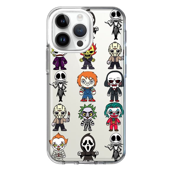 MUNDAZE Case for Apple iPhone 15 Pro Max Slim Hard Shell Soft TPU Hybrid Shockproof Heavy Duty Protective Phone Cover - Cute Classic Halloween Spooky Cartoon Characters