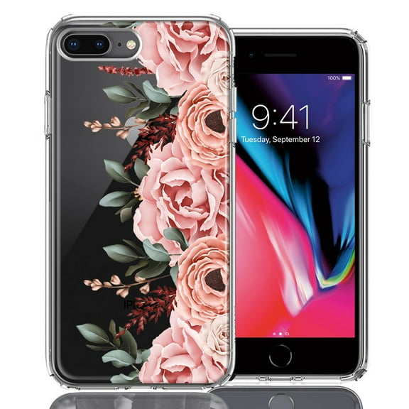 MUNDAZE Case For Apple iPhone 6/7/8 Plus Blush Pink Peach Spring Flowers Peony Rose Phone Cover
