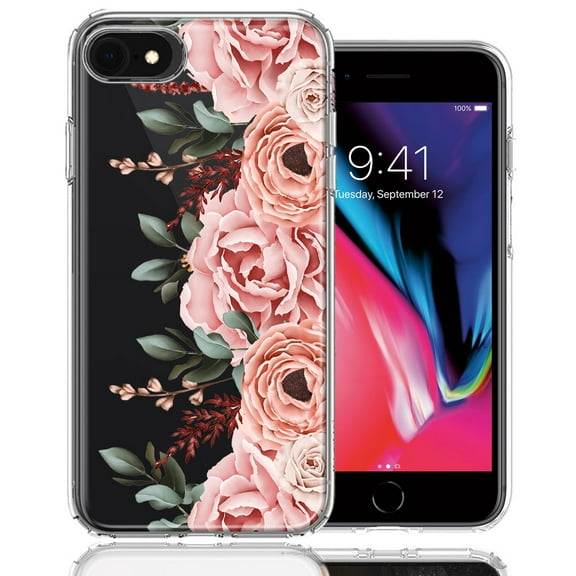 MUNDAZE Case For Apple iPhone 7/8/SE 2020/SE 3 2022 Blush Pink Peach Spring Flowers Peony Rose Phone Cover