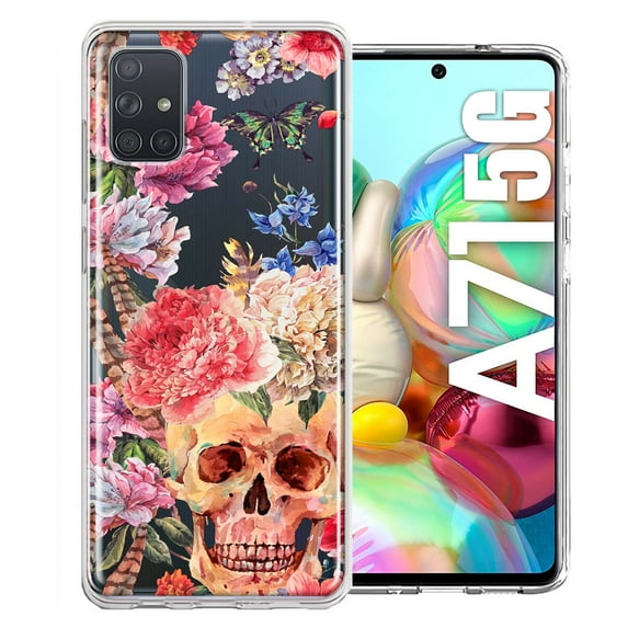 MUNDAZE Case For Samsung Galaxy A71 4G Indie Spring Peace Skull Feathers Floral Butterfly Flowers Phone Cover