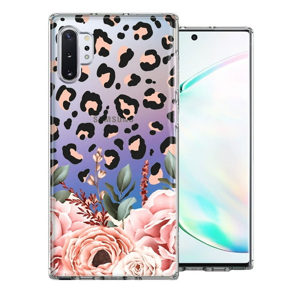 MUNDAZE Case For Samsung Galaxy Note 10 Classy Blush Peach Peony Rose Flowers Leopard Phone Cover
