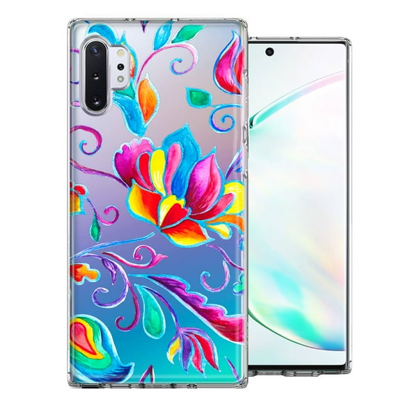 MUNDAZE Case For Samsung Galaxy Note 10 Plus Bright Colors Rainbow Water Lilly Floral Phone Cover