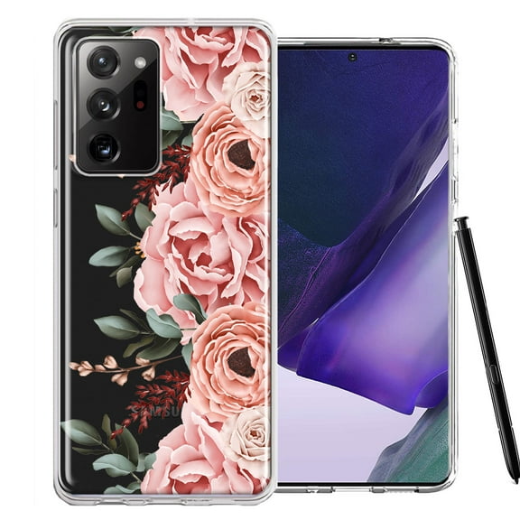 MUNDAZE Case For Samsung Galaxy Note 20 Ultra Blush Pink Peach Spring Flowers Peony Rose Phone Cover