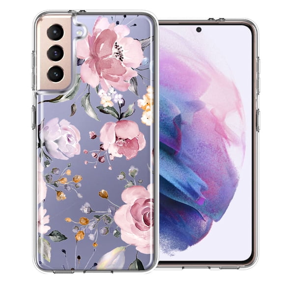 MUNDAZE Case For Samsung Galaxy S21 Plus Soft Pastel Spring Floral Flowers Blush Lavender Phone Cover