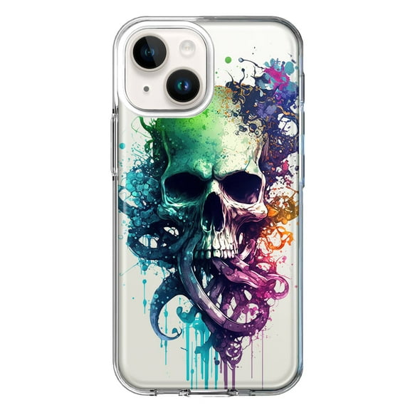 MUNDAZE Case for Apple iPhone 15 Hybrid Shockproof Slim Hard Soft TPU Shell Heavy Duty Protective Phone Cover - Fantasy Octopus Tentacles Skull