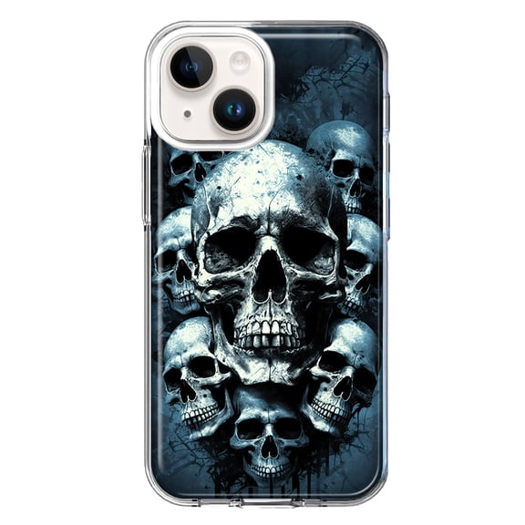 MUNDAZE Case for Apple iPhone 15 Hybrid Shockproof Slim Hard Soft TPU Shell Heavy Duty Protective Phone Cover - Graveyard Death Dream Skulls