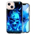 thumbnail image 1 of MUNDAZE Case for Apple iPhone 15 Plus Hybrid Shockproof Slim Hard Soft TPU Shell Heavy Duty Protective Phone Cover - Blue Flaming Skull, 1 of 4