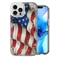 thumbnail image 1 of MUNDAZE Case for Apple iPhone 15 Pro Max Slim Hard Shell Soft TPU Hybrid Shockproof Heavy Duty Protective Phone Cover - Vintage USA Flag, 1 of 4