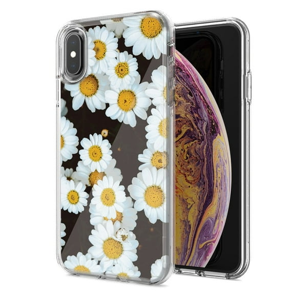MUNDAZE For Apple Iphone X Xs Cute Daisy Flower Design Double Layer Phone Case Cover