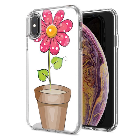 MUNDAZE For Apple Iphone Xs Max Pink Daisy Design Double Layer Phone Case Cover