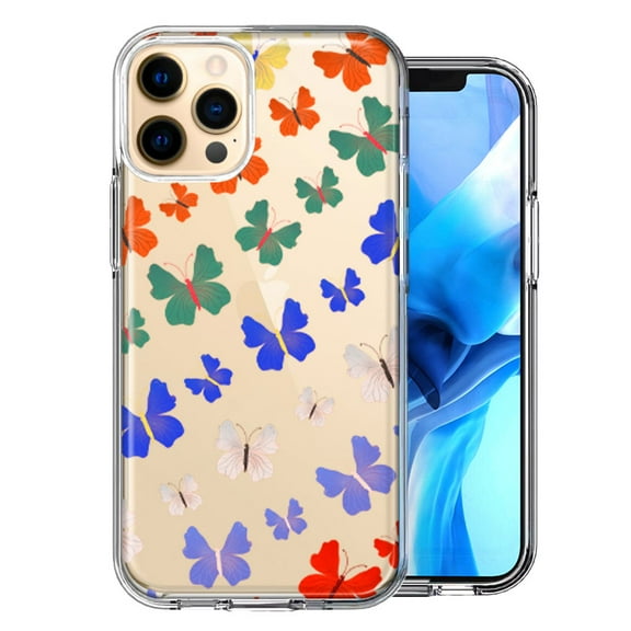 MUNDAZE For Apple iPhone 11 Pro Max Colorful Butterflies Design Double Layer Phone Case Cover