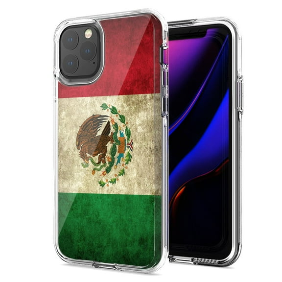 MUNDAZE For Apple iPhone 11 Pro Max Mexico Flag Design Double Layer Phone Case