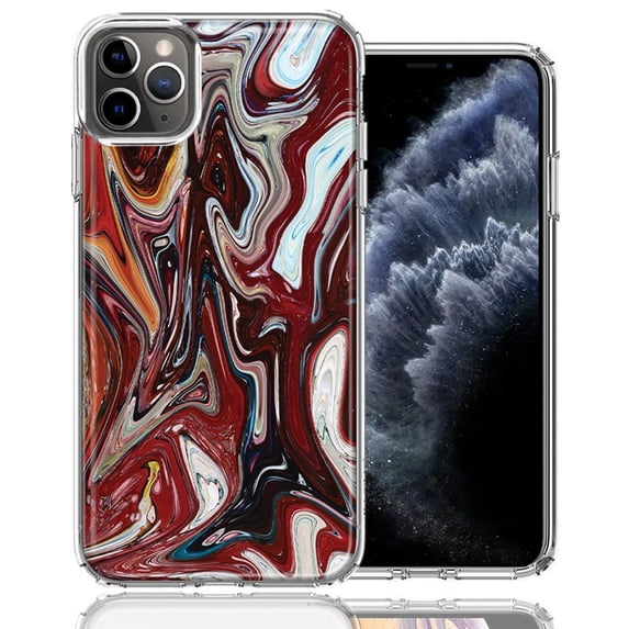MUNDAZE For Apple iPhone 11 Pro Max Red White Abstract Design Double Layer Phone Case Cover