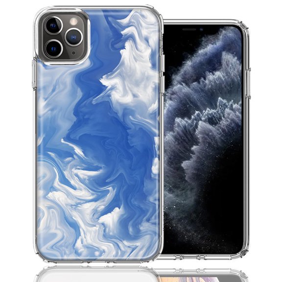 MUNDAZE For Apple iPhone 11 Pro Max Sky Blue Swirl Design Double Layer Phone Case Cover