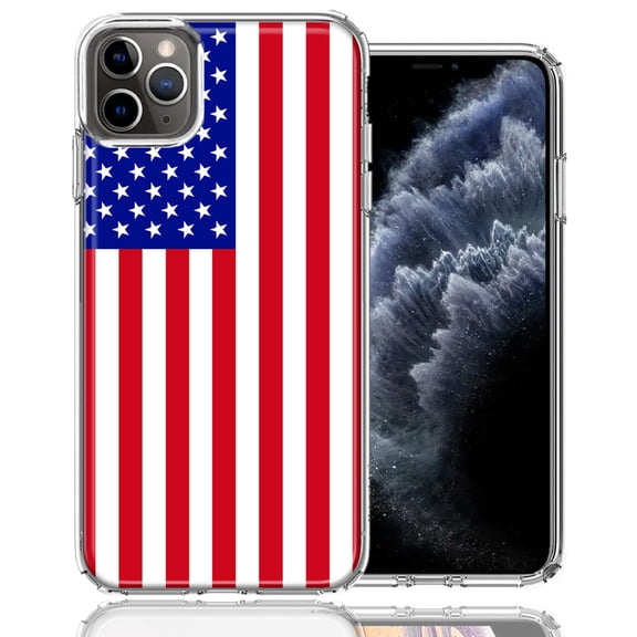 MUNDAZE For Apple iPhone 11 Pro USA American Flag Design Double Layer Phone Case Cover