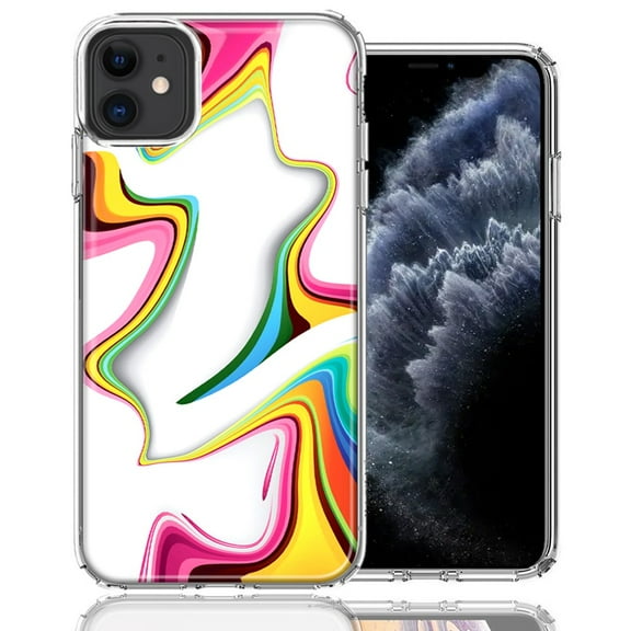 MUNDAZE For Apple iPhone 11 Rainbow Abstract Design Double Layer Phone Case Cover