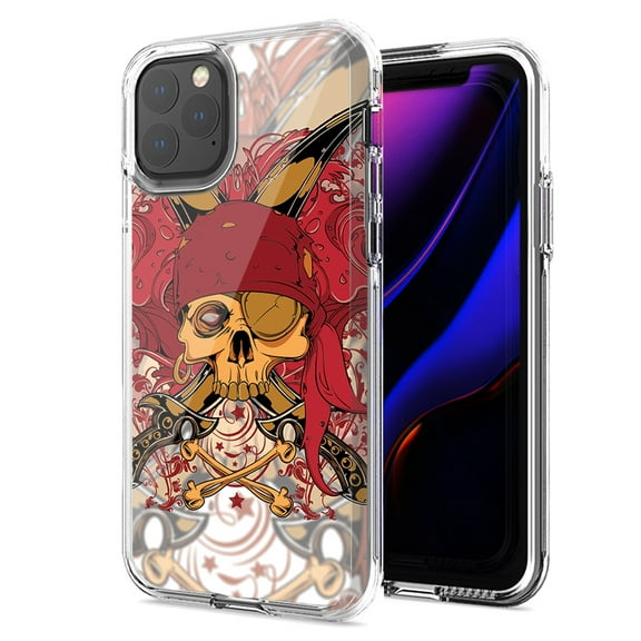 MUNDAZE For Apple iPhone 11 Red Pirate Skull Design Double Layer Phone Case Cover