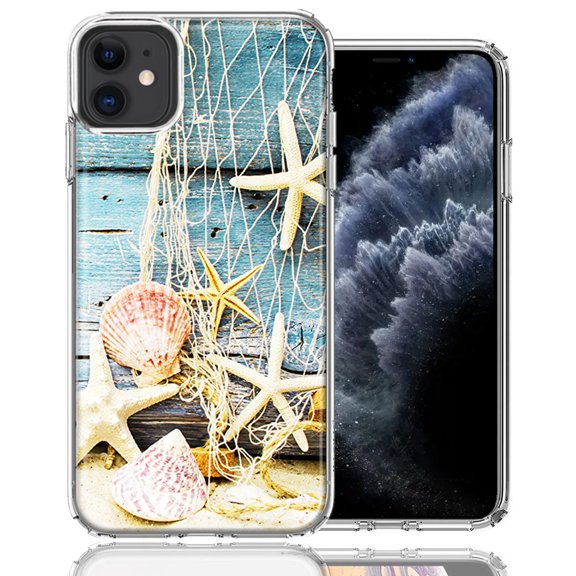 MUNDAZE For Apple iPhone 11 Starfish Net Design Double Layer Phone Case Cover