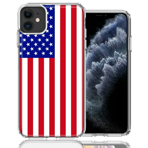 MUNDAZE For Apple iPhone 11 USA American Flag Design Double Layer Phone Case Cover